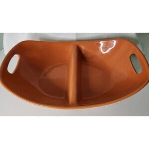 Rachael Ray 14” Ceramic Divided Baker / Server Oval Dish Handles Orange  H017